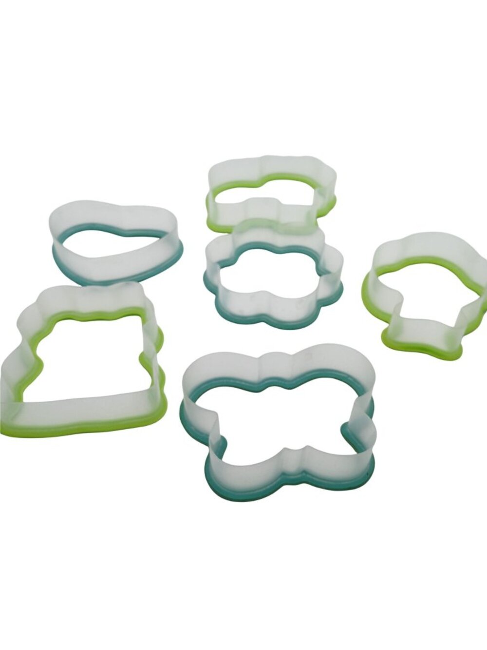 Kids Grip Cookie Cutters Playtime 6 Fun Shapes Green Blue 3"